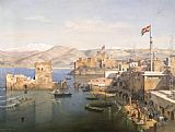 Unknown Artist Ansicht des Hafens von Beirut painting